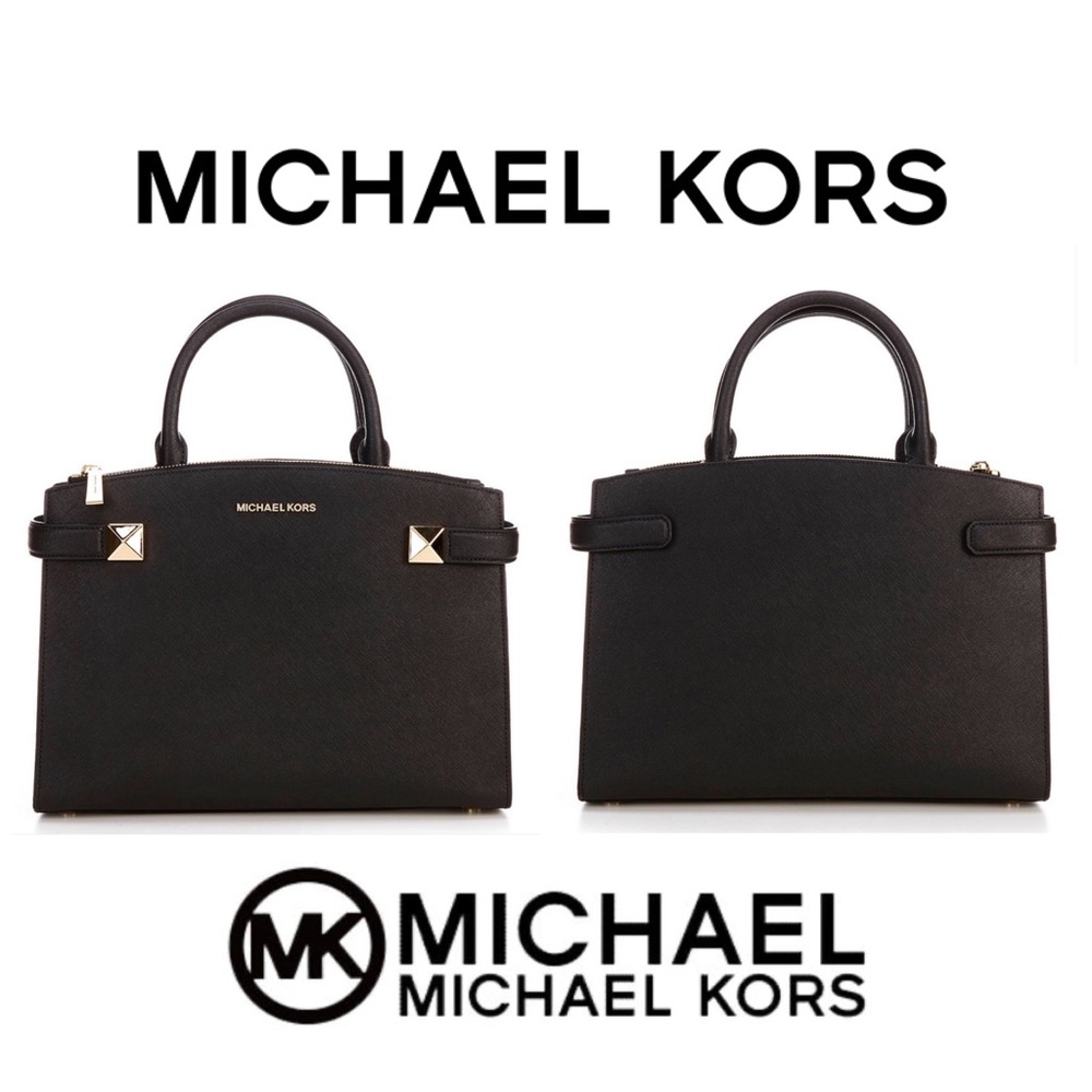 MICHAEL KORS KARLA BLACK & GOLD SATCHEL CROSSBODY